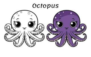 schattig Octopus dier kleur boek illustratie vector