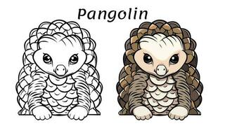 schattig pangolin dier kleur boek illustratie vector