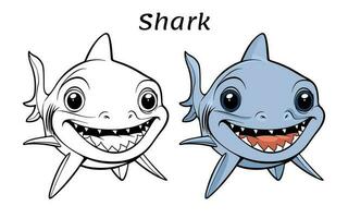 schattig haai dier kleur boek illustratie vector