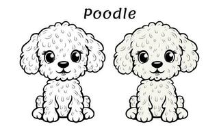 schattig poedel hond dier kleur boek illustratie vector