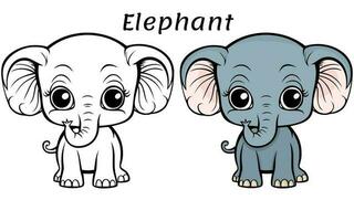 schattig olifant dier kleur boek illustratie vector