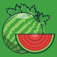 watermeloen fruit tekenfilm vector icoon illustratie. voedsel fruit icoon concept geïsoleerd premie vector. vlak tekenfilm stijl geschikt voor web landen bladzijde, banier, sticker, achtergrond