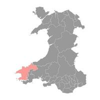 preseli pembrokeshire kaart, wijk van Wales. vector illustratie.