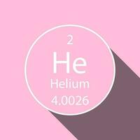 helium symbool met lang schaduw ontwerp. chemisch element van de periodiek tafel. vector illustratie.