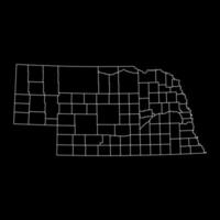 Nebraska staat kaart met provincies. vector illustratie.