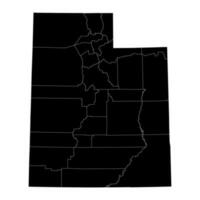 Utah staat kaart met provincies. vector illustratie.