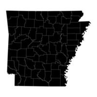 Arkansas staat kaart met provincies. vector illustratie.