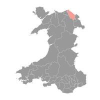 wijk van delyn kaart, wijk van Wales. vector illustratie.