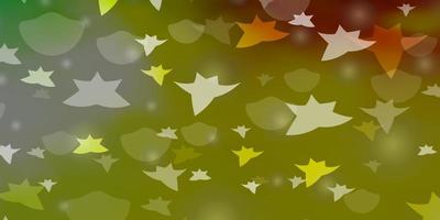 licht groen geel vector patroon met cirkels sterren abstracte illustratie met kleurrijke vlekken sterren ontwerp voor behang stof makers