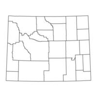 Wyoming staat kaart met provincies. vector illustratie.