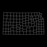 Kansas staat kaart met provincies. vector illustratie.