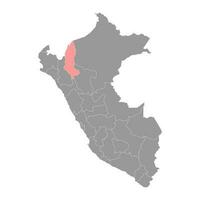 amazonas kaart, regio in Peru. vector illustratie.