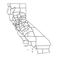 Californië staat kaart met provincies. vector illustratie.