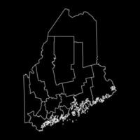 Maine staat kaart met provincies. vector illustratie.