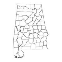 Alabama staat kaart met provincies. vector illustratie.