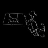 Massachusetts staat kaart met provincies. vector illustratie.