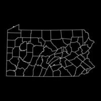 Pennsylvania staat kaart met provincies. vector illustratie.