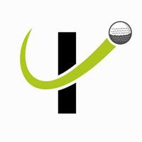 eerste brief ik golf logo ontwerp. eerste hockey sport academie teken, club symbool vector
