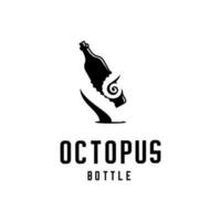 Octopus en fles van wijn vector