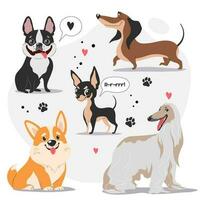 schattig tekenfilm honden verzameling, vector illustratie