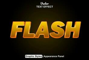 flash tekst effect met geel grafisch stijl en bewerkbaar. vector