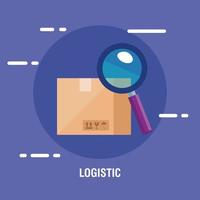 levering logistieke service met doos en vergrootglas vector