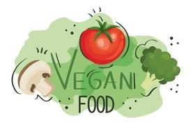 vegan food poster met tomaat en groenten vector