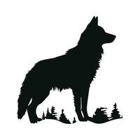 wolf zwart silhouet met vector illustratie