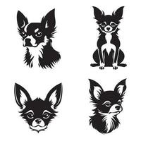 reeks van chihuahua silhouet tekens met vector illustratie