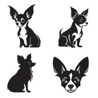 reeks van chihuahua silhouet tekens met vector illustratie