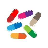 veelkleurig pillen capsules geïsoleerd Aan wit achtergrond. antibiotica drug weerstand concept. farmaceutisch industrie. vector