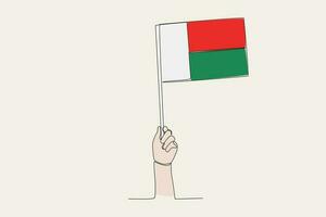 een hand- verheven de Madagascar vlag vector