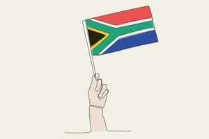 een hand- verheven de zuiden Afrikaanse vlag vector