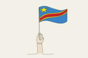 een hand- verheven de dr Congo vlag vector