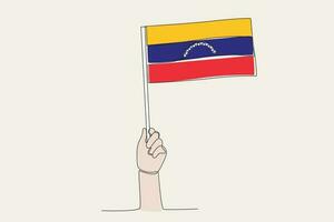 een hand- verheven de Venezuela vlag vector