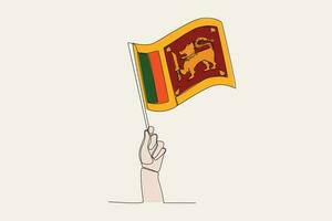 een hand- verheven de sri lanka vlag vector
