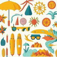 een reeks van vlak vector illustraties voor zomer