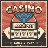 retro vintage illustratie vectorafbeelding van casino jackpot gokautomaat geschikt voor houten poster of bewegwijzering vector