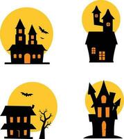 halloween achtervolgd huis silhouet verzameling. eng halloween huis bundel ingesteld.voor ontwerp decoratie.vector illustratie vector