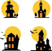 halloween achtervolgd huis silhouet verzameling. eng halloween huis bundel ingesteld.voor ontwerp decoratie.vector illustratie vector