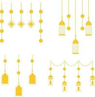 lantaarn Ramadan decoratie. moslim sier- hangende goud lantaarns, sterren en maan vector illustratie. moslim vakantie lantaarn traditionele.vector pro