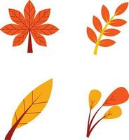herfst bladeren reeks illustratie. gemakkelijk tekenfilm vlak stijl, vector illustratie