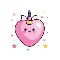 schattige hart eenhoorn fantasie kawaii-stijl vector