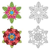 mandala bloem 2 stijl kleur voor volwassenen afbeelding voor familielid therapie. wijnoogst decoratief elementen. oosters patroon, vector