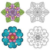 mandala bloem 2 stijl kleur voor volwassenen. wijnoogst decoratief elementen. oosters patroon, vector illustratie. mandala kleur bladzijde.