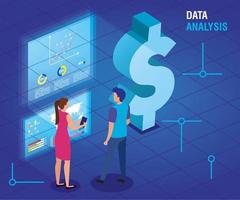 zakenpaar met data-analyse vector