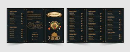 restaurant drievoud brochure of menu kaart met dubbelzijdig voor publiceren. vector