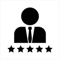 illustratie van een werknemer met een vijf sterren beoordeling silhouet. gebruiker icoon vector. in loondienst teken. geïsoleerd Aan wit achtergrond. vector