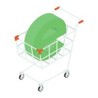 isometrische vector ontwerp van boodschappen doen trolley icoon