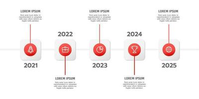 infographic tijdlijn verslag doen van rood punt ontwerp sjabloon. mijlpaal, stappenplan, en presentatie. vector illustratie.